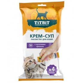 Titbit Лакомство крем-суп с кусочками Кролика для кошек, 4 шт x 10 г