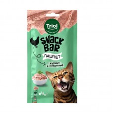 Triol SNACK BAR Лакомство паштет из курицы с макрелью для кошек, 10 г