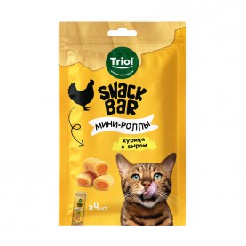 Triol SNACK BAR Лакомство мини-роллы из курицы с сыром для кошек, 10 г