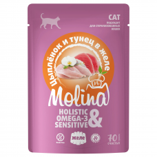 MOLINA Holistic Паучи с цыпленком и тунцом в желе для взрослых кошек, 70 г