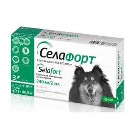 Селафорт Капли на холку от блох, клещей и гельминтов для собак  20,1 - 40 кг, 1 пип