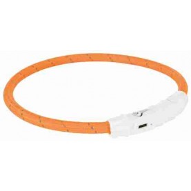 Trixie Ошейник с подсветкой, оранжевый, USB для собак, размер XS-S 35 см/7 мм