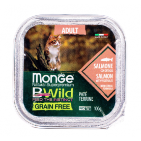 Monge Bwild Влажный корм с лососем и овощами для кошек, 100 г