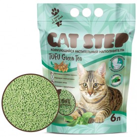 CAT STEP Tofu Green Tea Наполнитель комкующийся растительный, 6 л