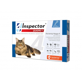 Inspector Quadro К Капли против глистов, блох и клещей для кошек (8-15 кг), 1 пипетка