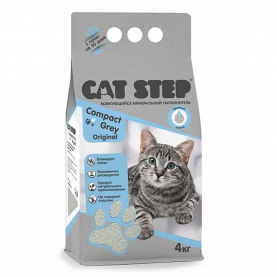 CAT STEP Compact Grey Original Наполнитель комкующийся минеральный, 4 кг