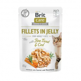 Brit Care Влажный корм для кошек Форель и треска в желе, 85 г