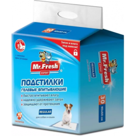 Mr.Fresh Одноразовая гелевая пеленка для собак и кошек, 40 x 60 см, (упаковка 30 шт), поштучно