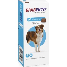 Bravecto Жевательная таблетка от блох и клещей для собак 20 - 40 кг, 1 шт
