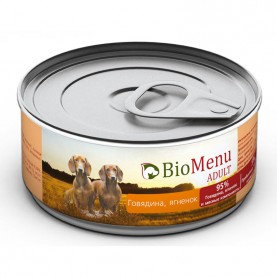 BioMenu ADULT Консервы с  говядиной и ягненком  для собак, 100 г