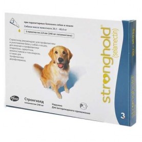 Стронгхолд 240 мг (12%) Капли против глистов, блох и клещей для собак (20.1-40 кг), 2 мл, (упаковка 3 пипетки) поштучно