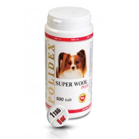 Polidex Витамины Super Wool plus для шерсти, кожи, когтей и профилактики дерматитов для собак, упаковка (500 шт), поштучно