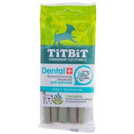 Titbit Dental+ Лакомство Снек с телятиной для щенков мелких пород, 32 г
