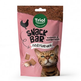 Triol SNACK BAR Лакомство подушечки из курицы с креветкой для кошек, 30 г