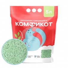 КОМФИКОТ Наполнитель тофу комкующийся, зеленый чай, 5 л