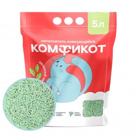 КОМФИКОТ Наполнитель тофу комкующийся, зеленый чай, 5 л