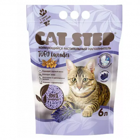 CAT STEP Tofu Lavander Наполнитель комкующийся растительный, 6 л