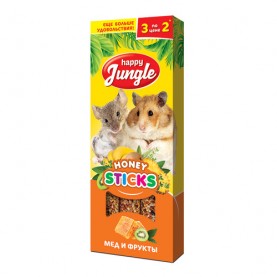Happy Jungle Палочки с медом и фруктами для кроликов, шиншилл и морских свинок, 3 шт, 90 г