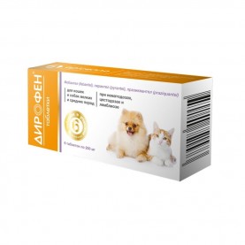 Апиценна Дирофен антигельминтик для кошек и собак мелких и средних пород, 6 таб