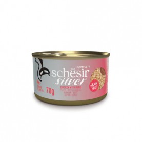 Schesir Silver консервы в паштете с кусочками Курицы и Утки для пожилых кошек, 70г