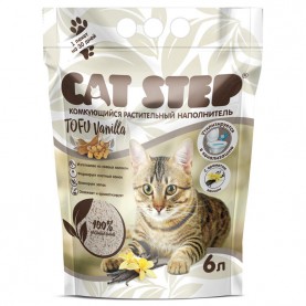 CAT STEP Tofu Vanilla Наполнитель комкующийся растительный, 6 л