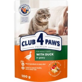 Club4Paws Влажный корм с уткой в желе для кошек, 100 г