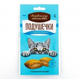 Деревенские лакомства Лакомство подушечки с пюре из лосося для кошек, 30 г