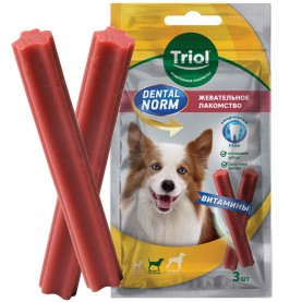 Triol DENTAL NORM Лакомство палочки жевательные с витаминами для собак средних пород, 75 г 