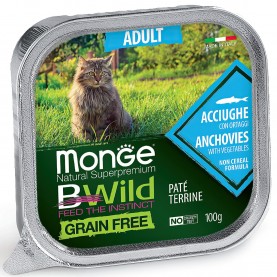 Monge Bwild Влажный корм с анчоусом и овощами для кошек, 100 г