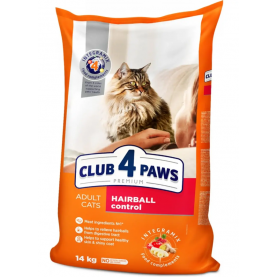 Club4Paws Hairball control Сухой корм с курицей для выведения шерсти у кошек, упаковка 14 кг