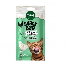 Triol SNACK BAR Лакомство крем из курицы с макрелью для кошек, 10 г