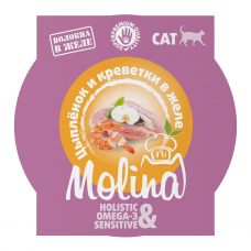MOLINA Holistic Ламистер с цыпленком и креветкой в желе для взрослых кошек, 75 г