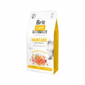 Brit Care Haircare Healthy & Shiny Coat Grain Free Сухой корм с лососем и курицей для кошек, упаковка 7 кг