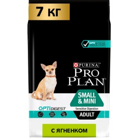 Purina Pro Plan Сухой корм с ягненком для взрослых собак мелких и карликовых пород с чувствительным пищеварением, упаковка 7 кг