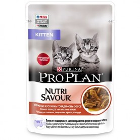 Purina Pro Plan Влажный корм с говядиной в соусе для котят, 85 г