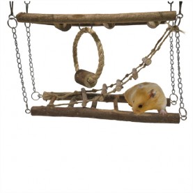 ROSEWOOD Игрушка для грызунов деревянная "Подвесной мост", коричневая, 10 x 28 x 20 см