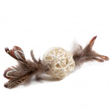 Gigwi CATCH & SCRATCH ECO Игрушка Плетеный мячик с колокольчиком и перьями для кошек, 13 см