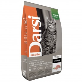DARSI Сухой корм для кошек, Sensitive, Индейка, упаковка 10 кг, на развес 1 кг
