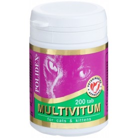 Polidex Витамины Multivitum поливитаминно-минеральный комплекс для кошек, упаковка (200 шт), поштучно