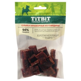 Titbit Лакомство Кубики мраморные из говядины для собак, 80 г