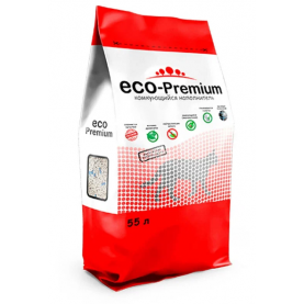 Eco-Premium Голубой Наполнитель древесный комкующийся для кошачьего туалета, 20 кг (55 л)