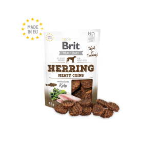 Brit Meaty Jerky лакомство медальоны из сельди и курицы для собак, 80 г