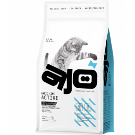 AJO Cat Аctive Сухой полнорационный корм для взрослых кошек с индейкой, упаковка 1.5 кг